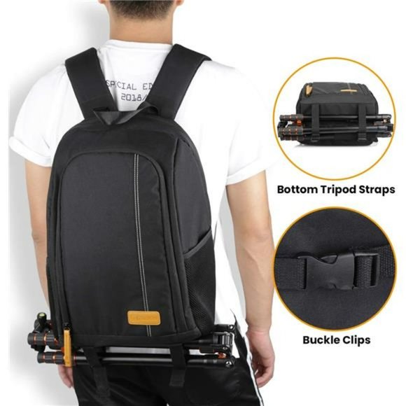 Camera Backpack Waterproof Camera Bag Large Capacity with 15" Laptop Compartment - Picture 6 of 6